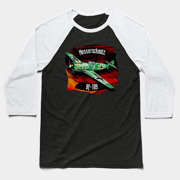 Messerschmitt BF-109 Baseball T-Shirt by aeroloversclothing